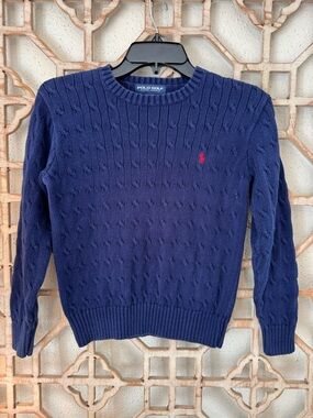 Polo Ralph Lauren Kids Navy Cable-Knit Sweater with Red Pony